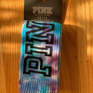 Pink knee high tye die socks